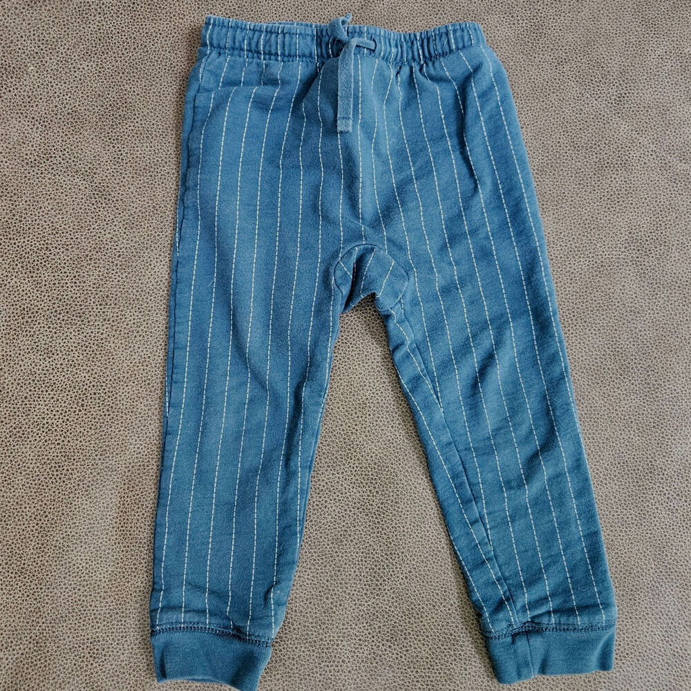 Tea Collection Blue White Pinstripe Pull-On Toddler Jogger Pants Unisex Size 3T